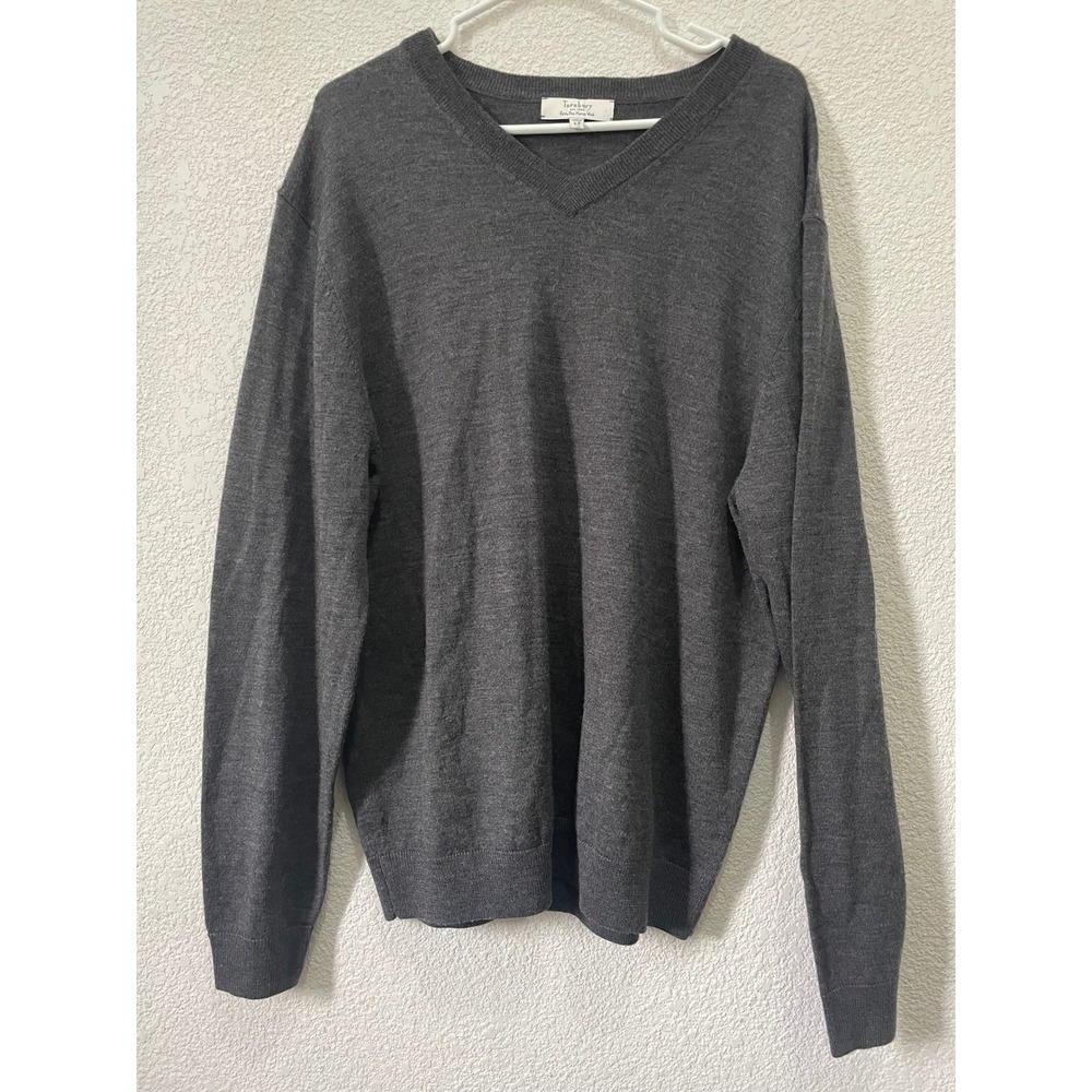 Turnbury Est 1980 Extra Fine Merino Wool Sweater‎ V Neck Men's Gray LT Large